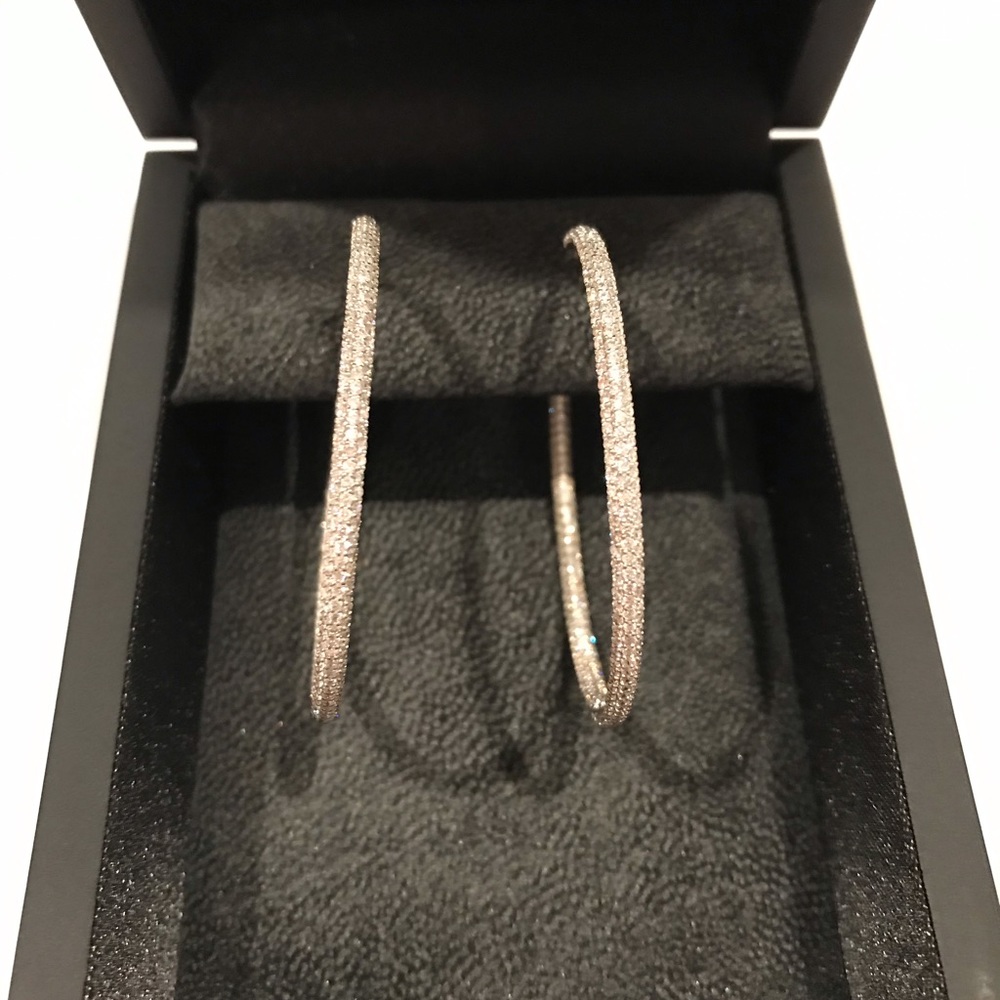 White gold inside out pave diamond hoop earrings
